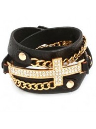 "BLACK SWIRL CROSS" BRACELET