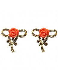 CARVED ORANGE ROSE EARRINGS